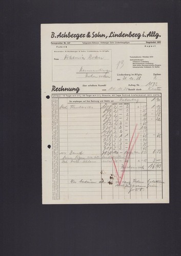 Lindenberg rechnung 1938 b - lindenberg,,